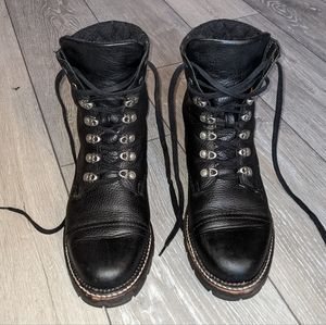 Samantha Hiker Waxed Pebbled Leather & Quilted Wool